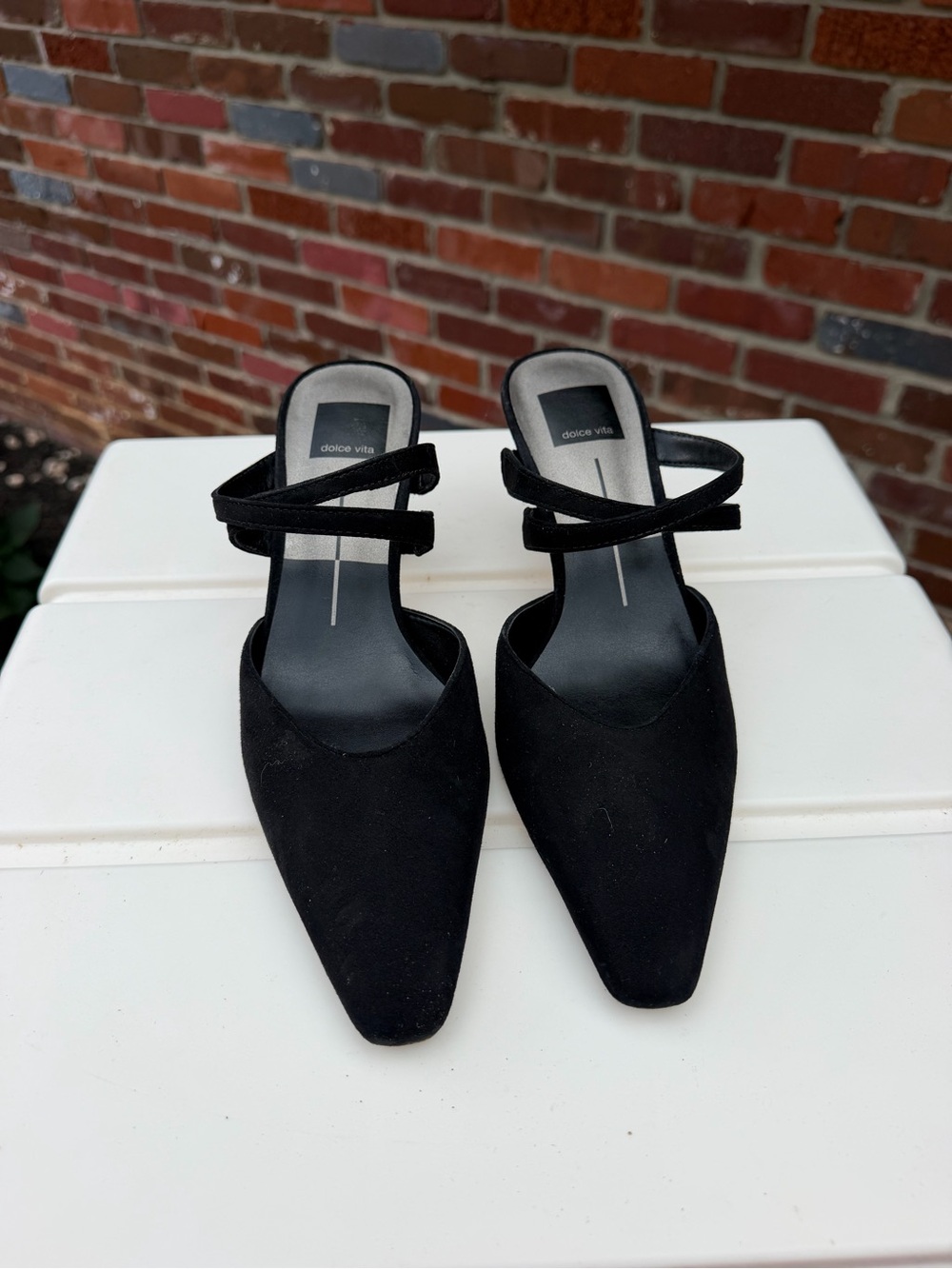 Dolce Vita Black Suede Pointed Toe Strappy Heels - Picture 4 of 7